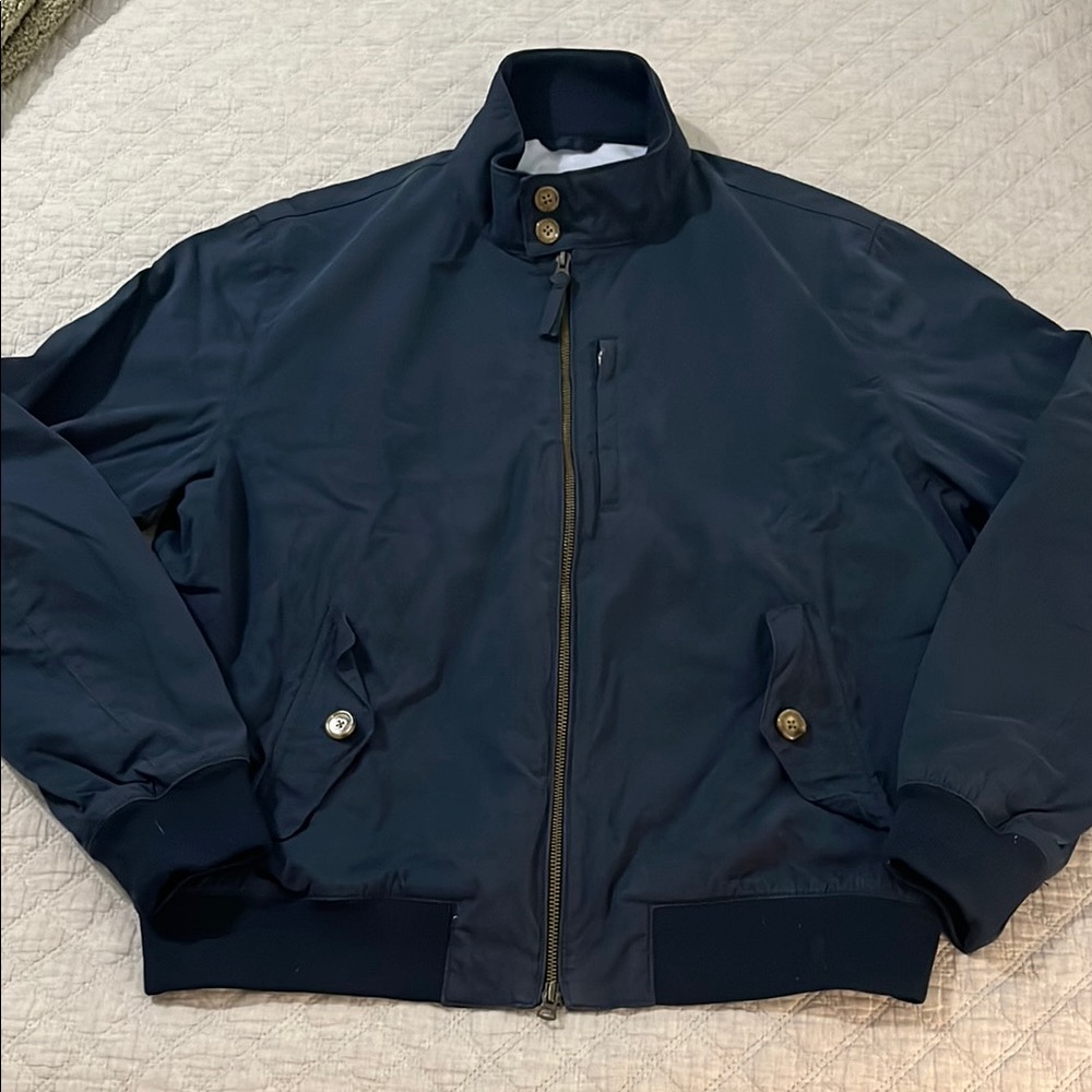 J. Crew Navy Harrington Jacket with Ribbed Collar